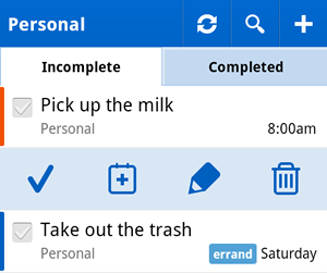 Swipe actions screenshot