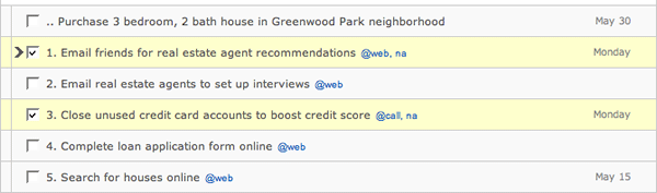 Tagging next actions