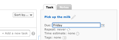 Editing a task
