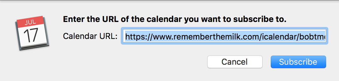 Apple Calendar subscribe